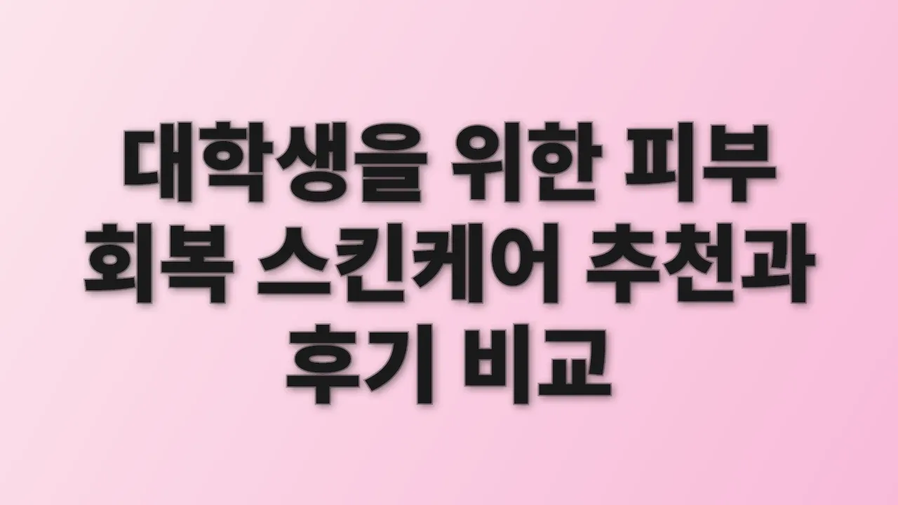 대학생을 위한 피부 회복 스킨케어 추천과 후기 비교